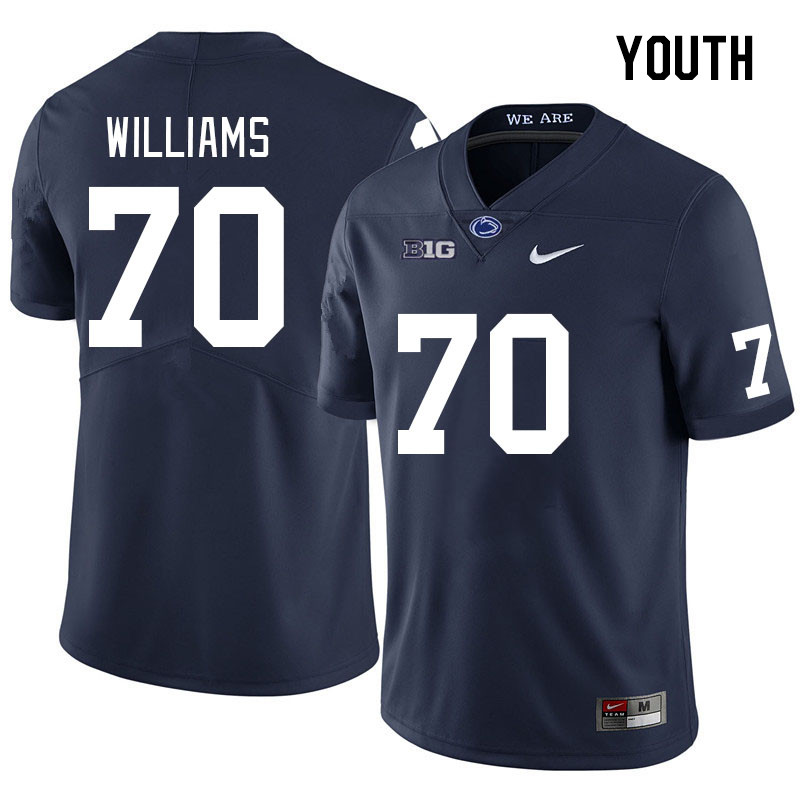 Youth #70 J'ven Williams Penn State Nittany Lions College Football Jerseys Stitched Sale-Navy